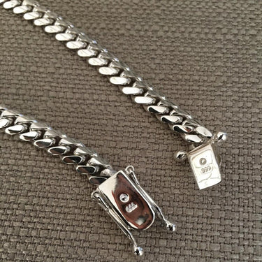 7mm Handmade Cuban Bracelet Made of Pure 999 Solid Silver